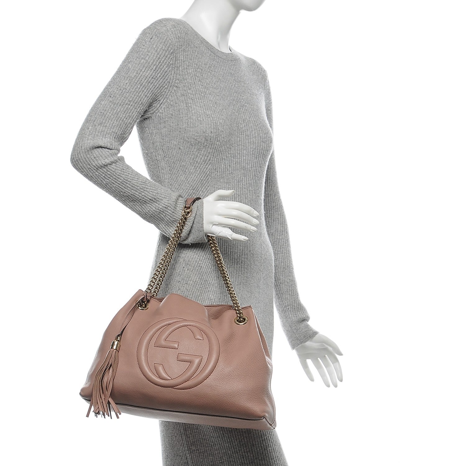 Gucci Pebbled Calfskin Medium Soho Chain Shoulder Bag Dark Cipria 2 of 6