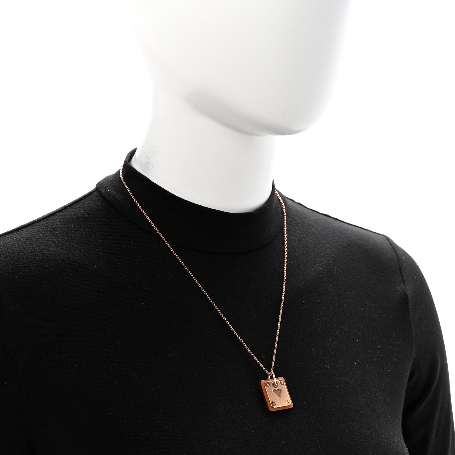 Hermes Rose Gold Plated Swift As De Coeur Necklace Gold 2 of 6