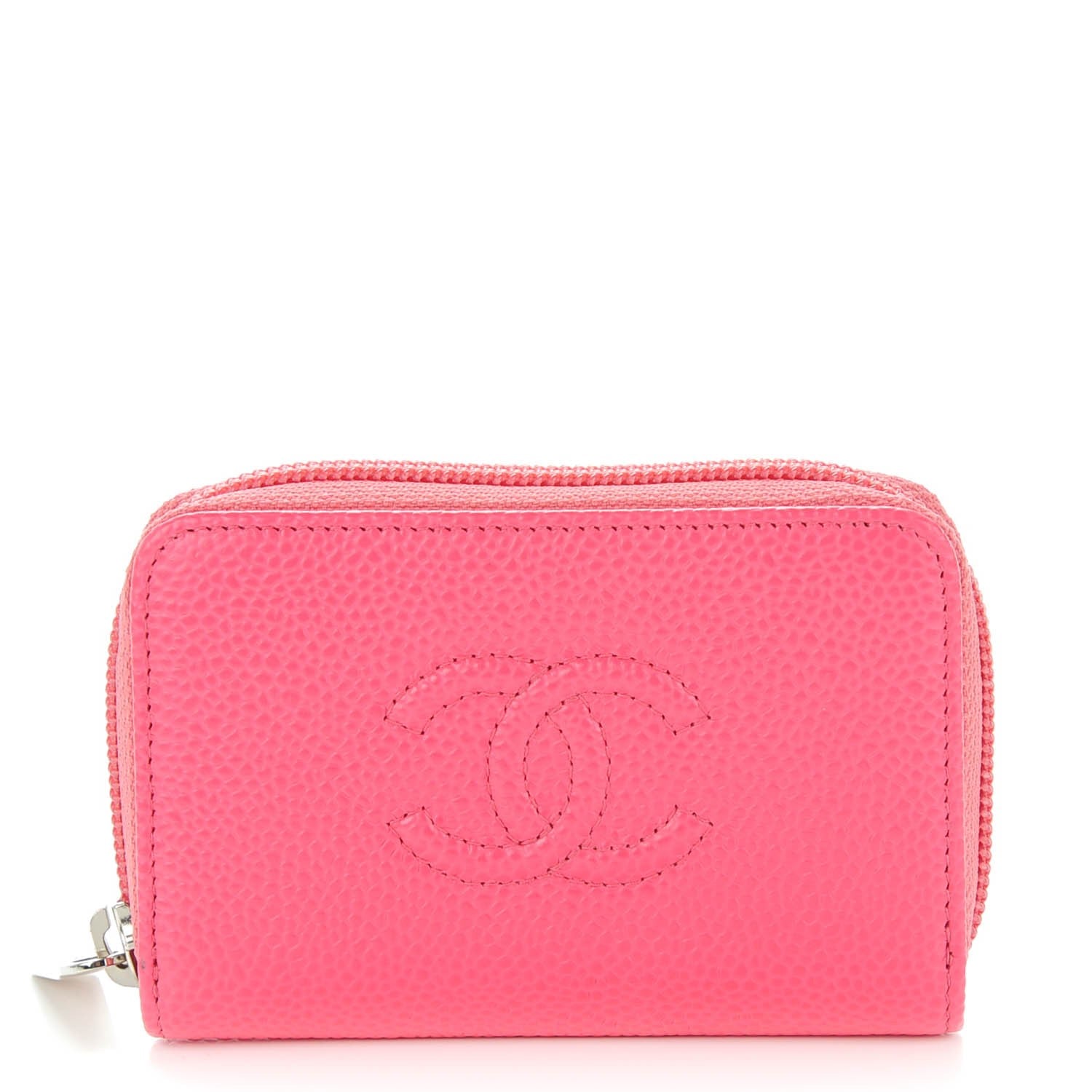 Chanel Caviar Timeless CC Zip Around Coin Purse Pink 1 of 7