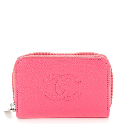 Chanel Caviar Timeless CC Zip Around Coin Purse Pink 1 of 7