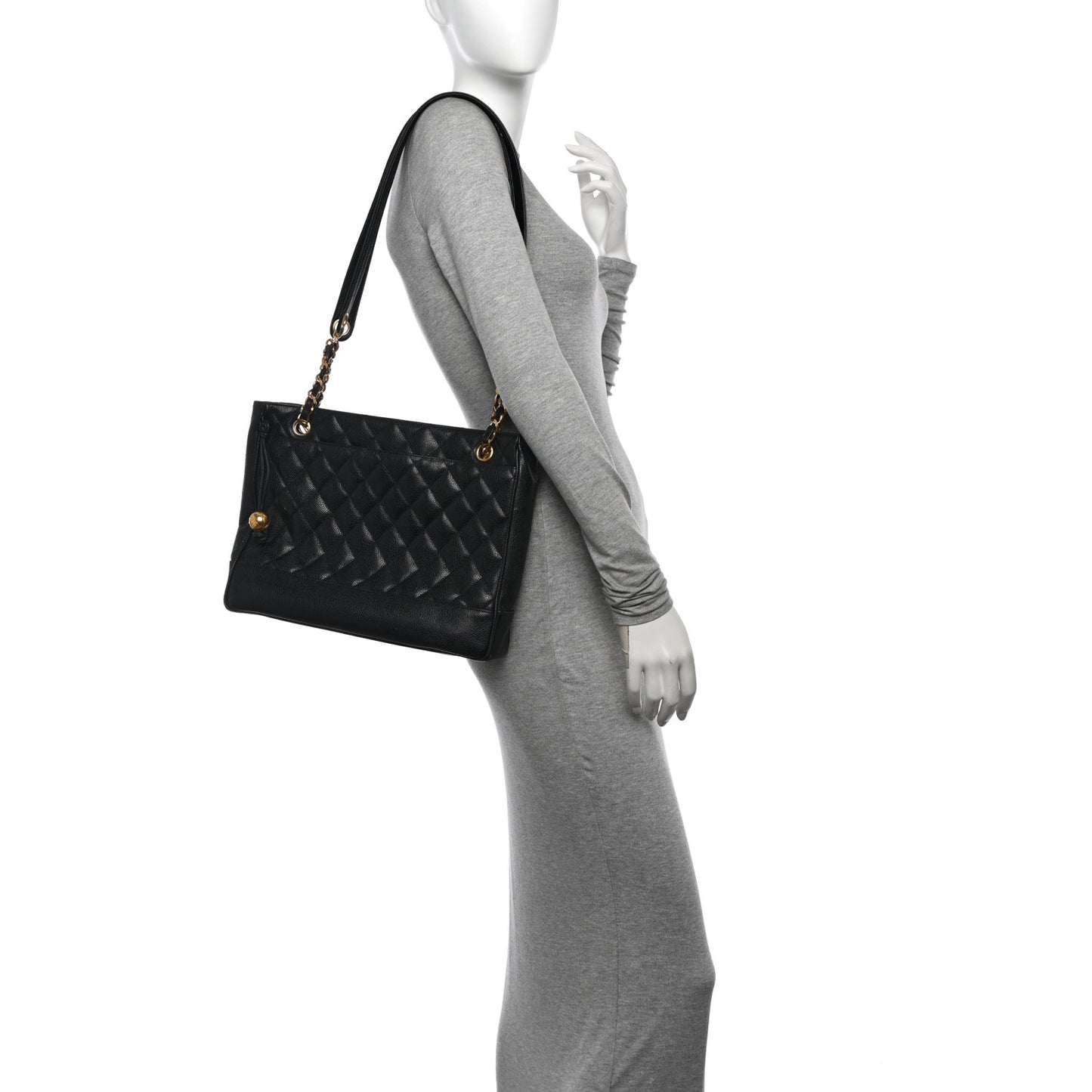 Caviar Quilted Shoulder Bag Black