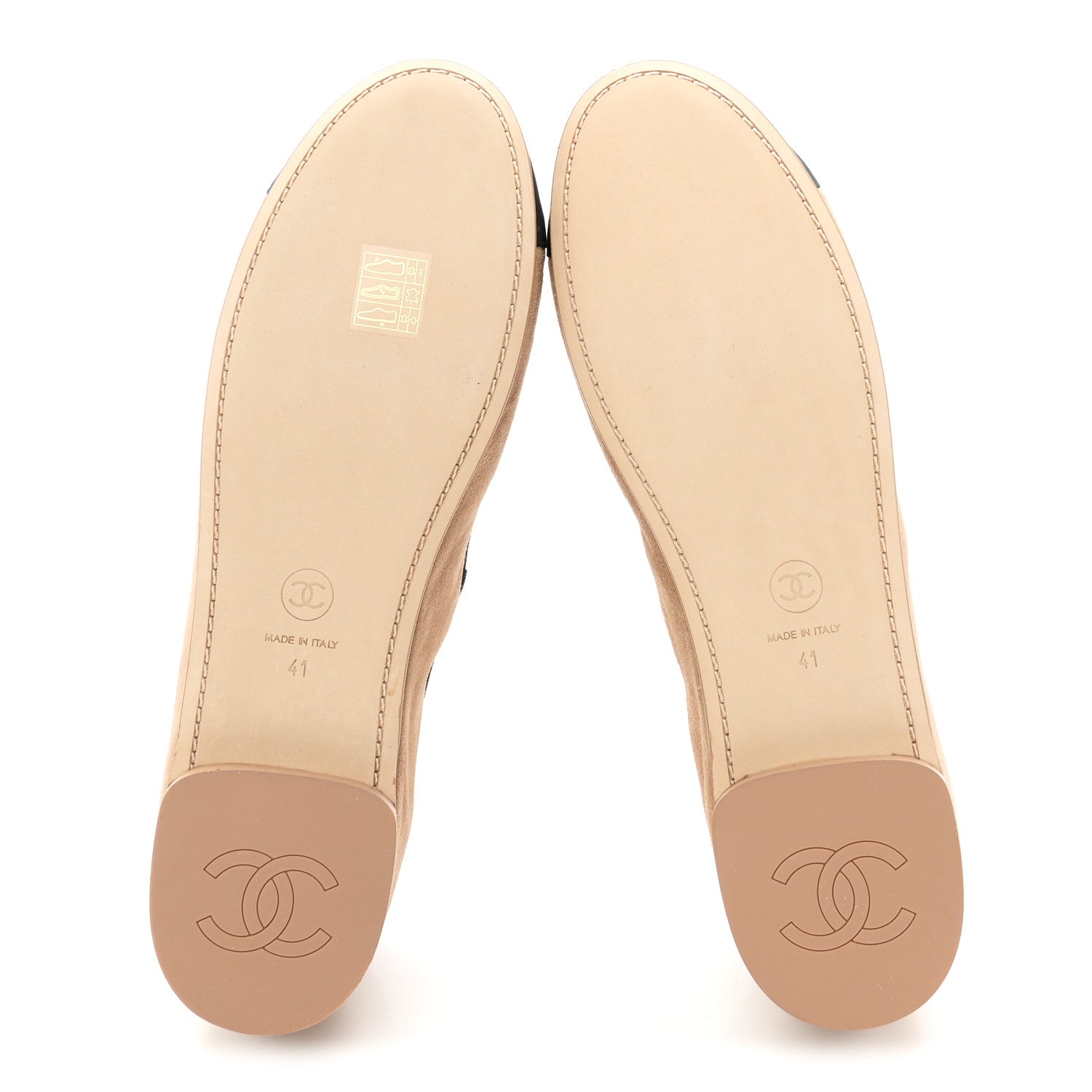 Chanel Suede Kidskin Grosgrain Mary Jane Flats 41 Beige Black 6 of 9