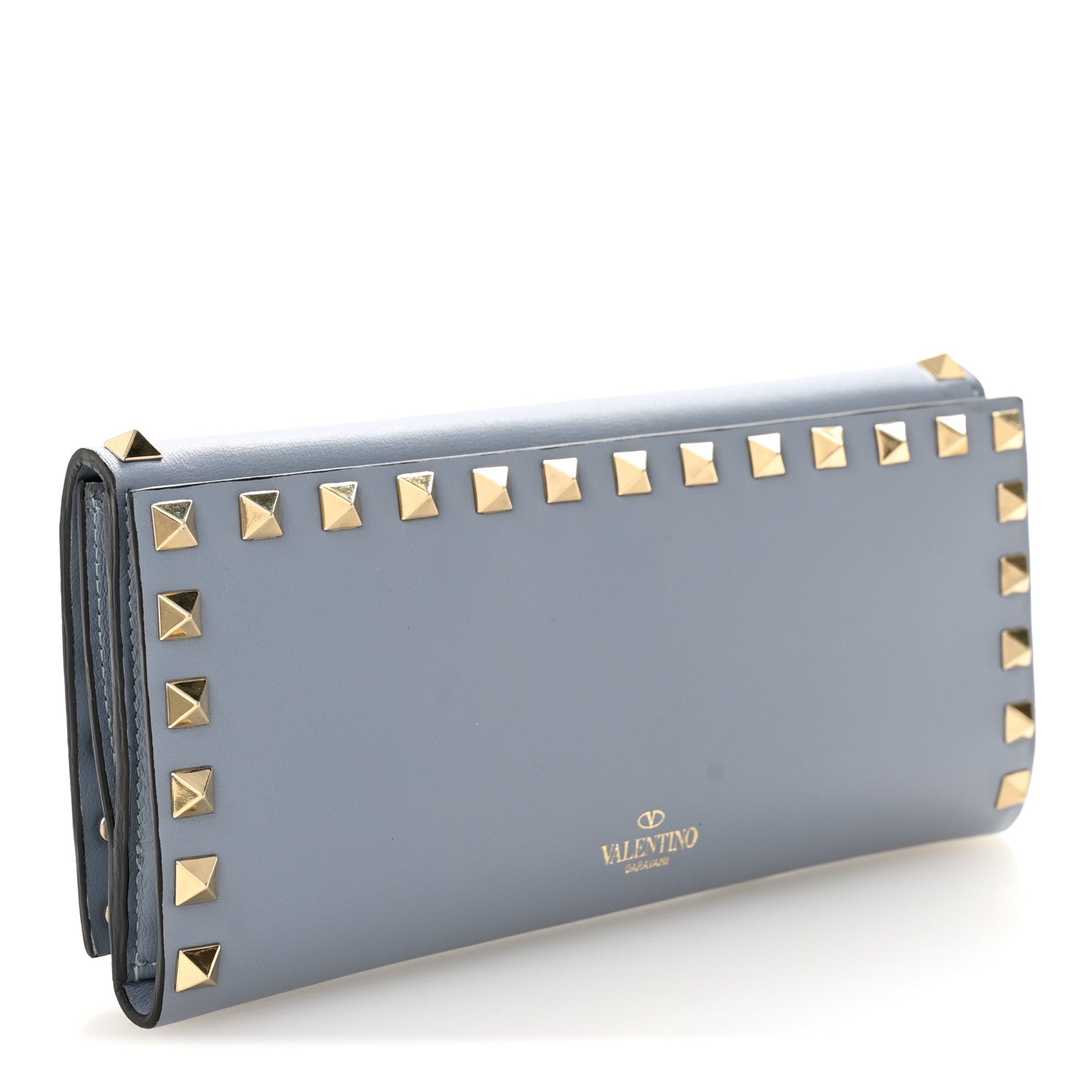 Valentino Garavani Calfskin Rockstud Wallet Stone 3 of 7