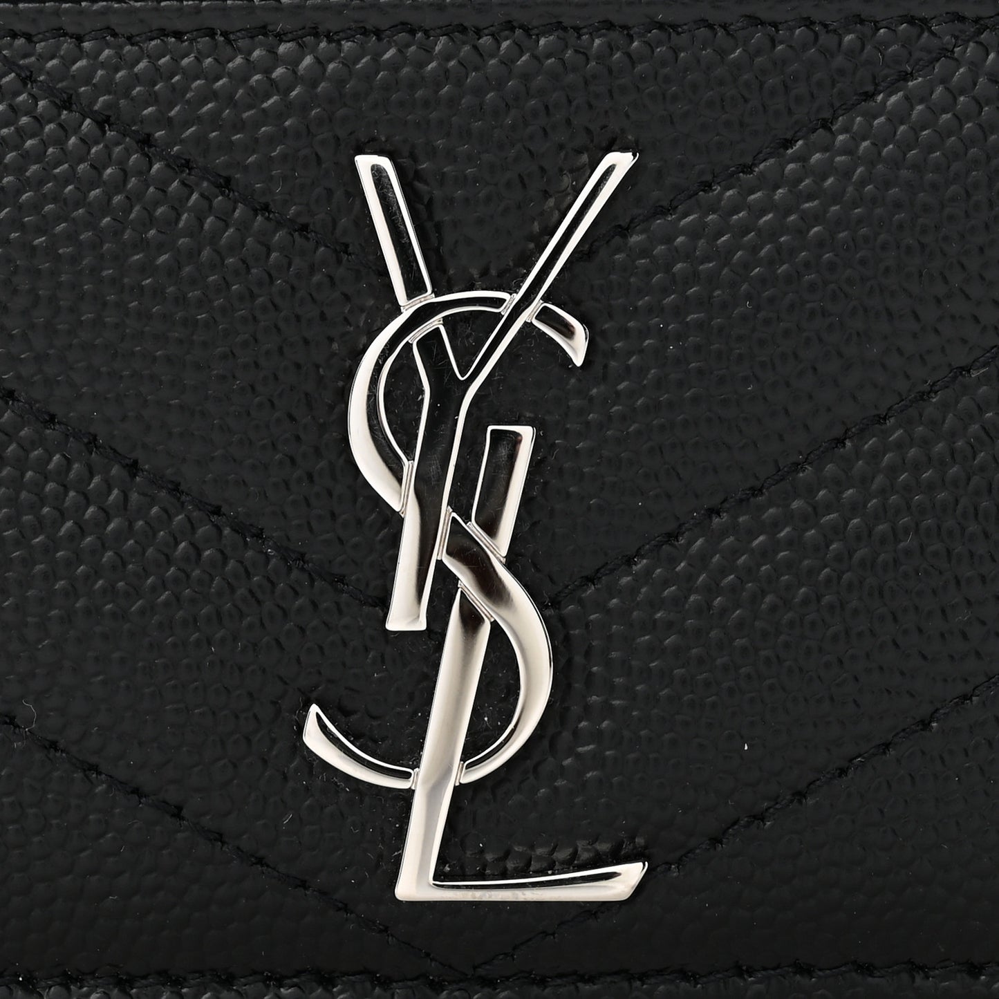 Grain De Poudre Matelasse Chevron Monogram Credit Card Case Black