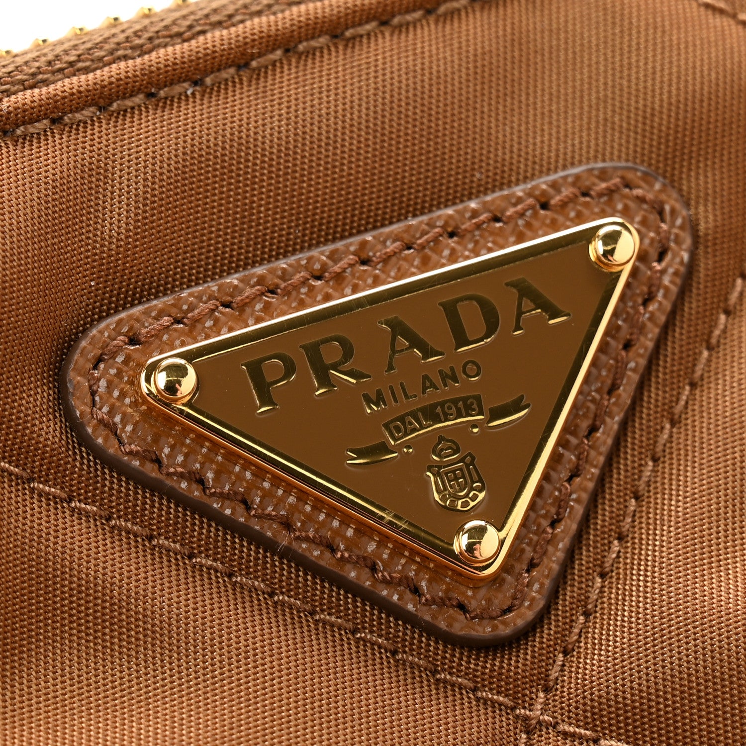 Prada Re-Nylon Tessuto Impuntu Quilted Re-Edition 1995 Chaine Pouch Brandy 12 of 12