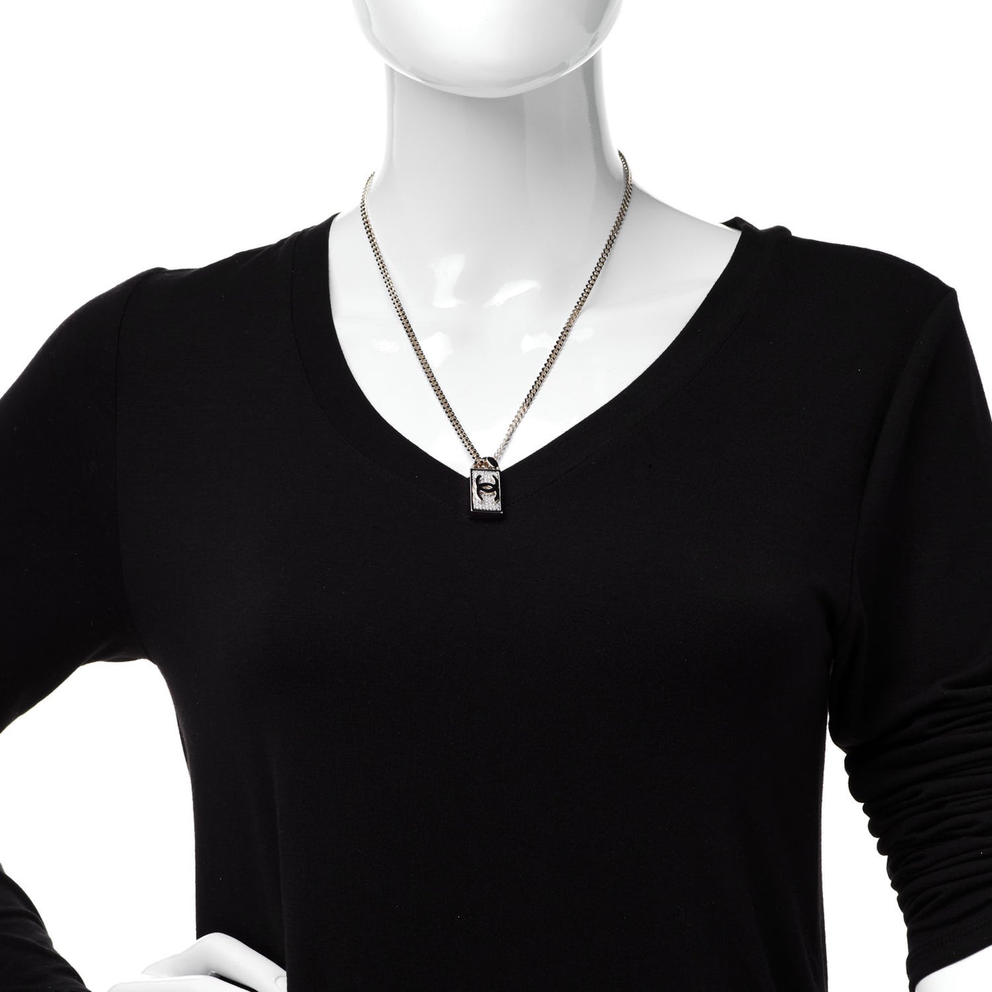 Crystal Dog Tag Charm Necklace Gold