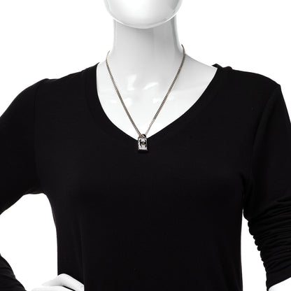Chanel Crystal Dog Tag Charm Necklace Gold 2 of 6