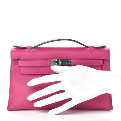 Hermes Swift Kelly Pochette Clutch Rose Pourpre 2 of 27