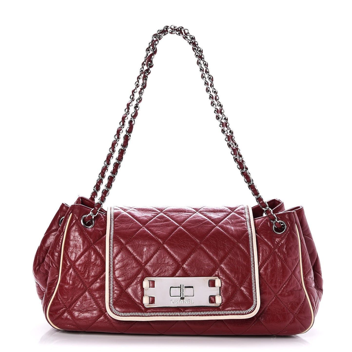 Lambskin Quilted East West Accordion Flap Light Bordeaux