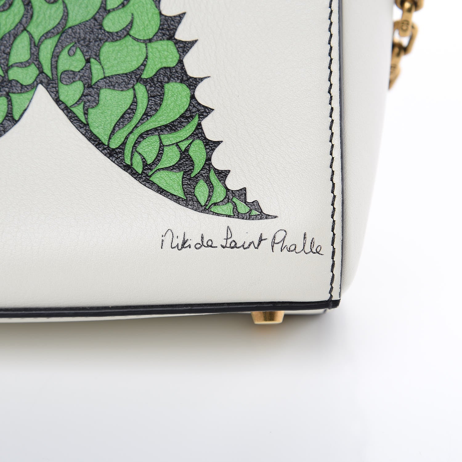 Christian Dior Calfskin Painted Niki de Saint Phalle Dragon Lady Dior Bag White 9 of 12
