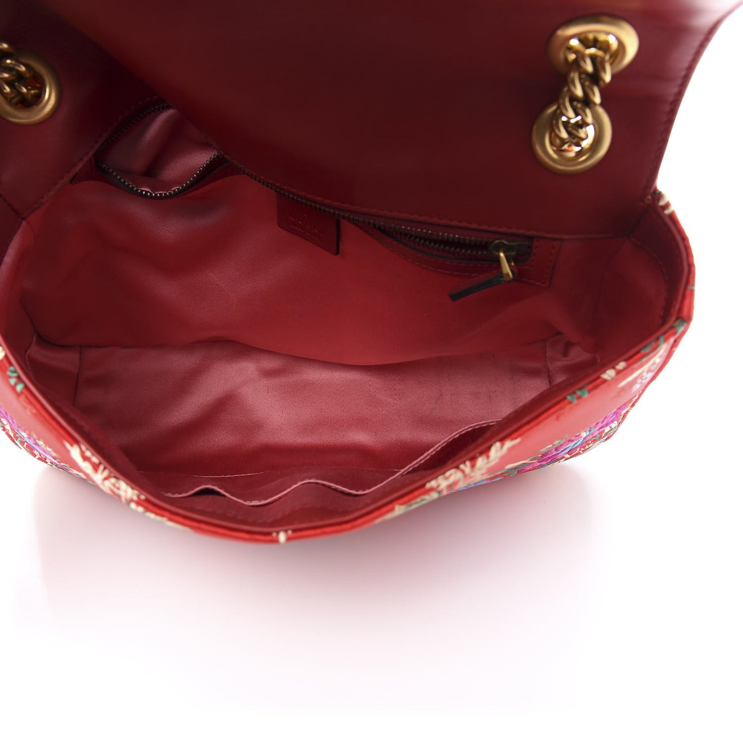 Jacquard Matelasse Floral Medium GG Marmont Shoulder Bag Red