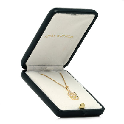 Harry Winston 18K Yellow Gold Diamond HW Logo Full Pave Pendant Necklace 6 of 6