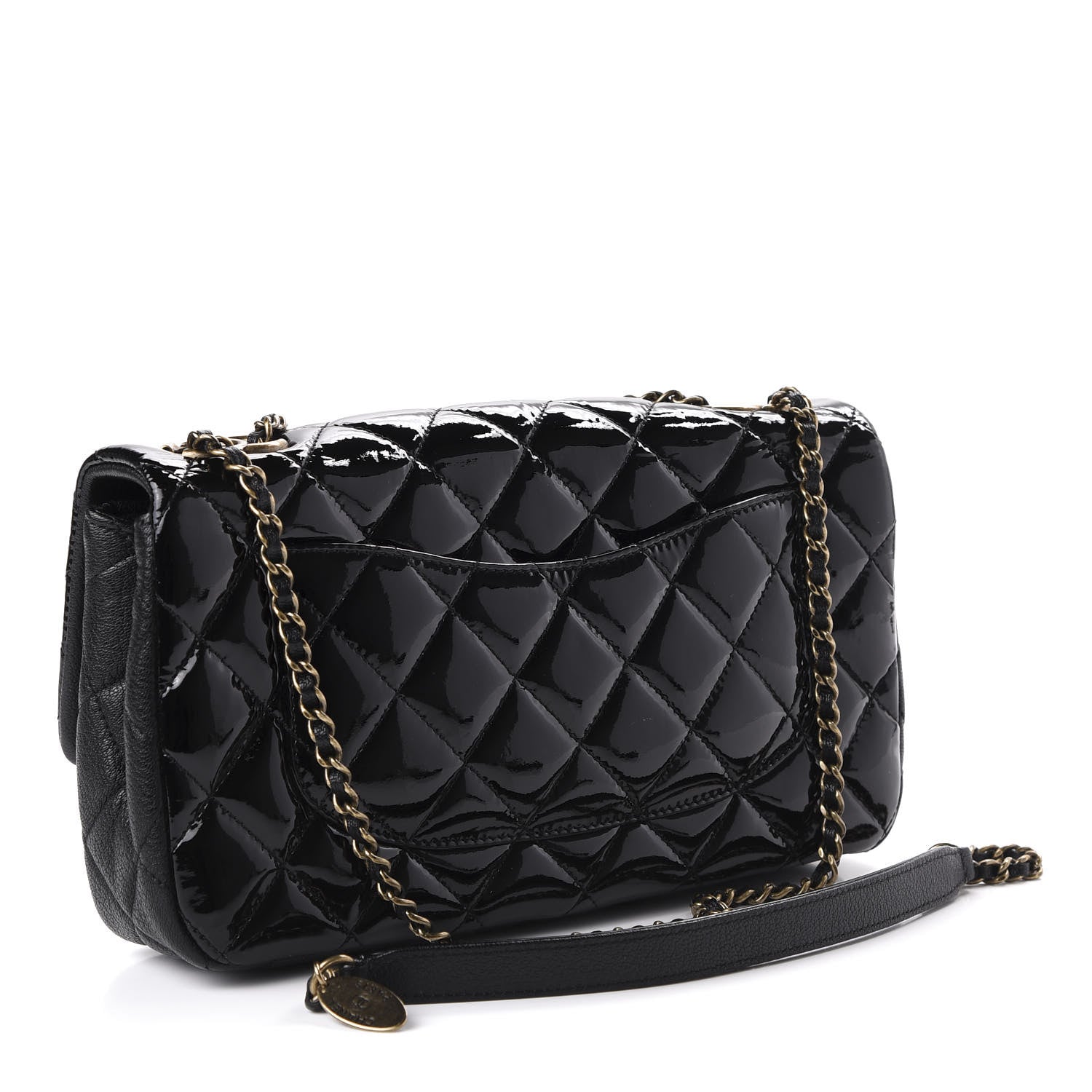 Chanel Patent Goatskin Quilted Medium CC Eyelet Flap Black 3 of 10