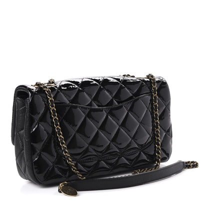 Chanel Patent Goatskin Quilted Medium CC Eyelet Flap Black 3 of 10