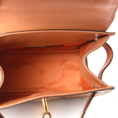 MCM Visetos Mini Heritage Top Handle Satchel Cognac 5 of 10