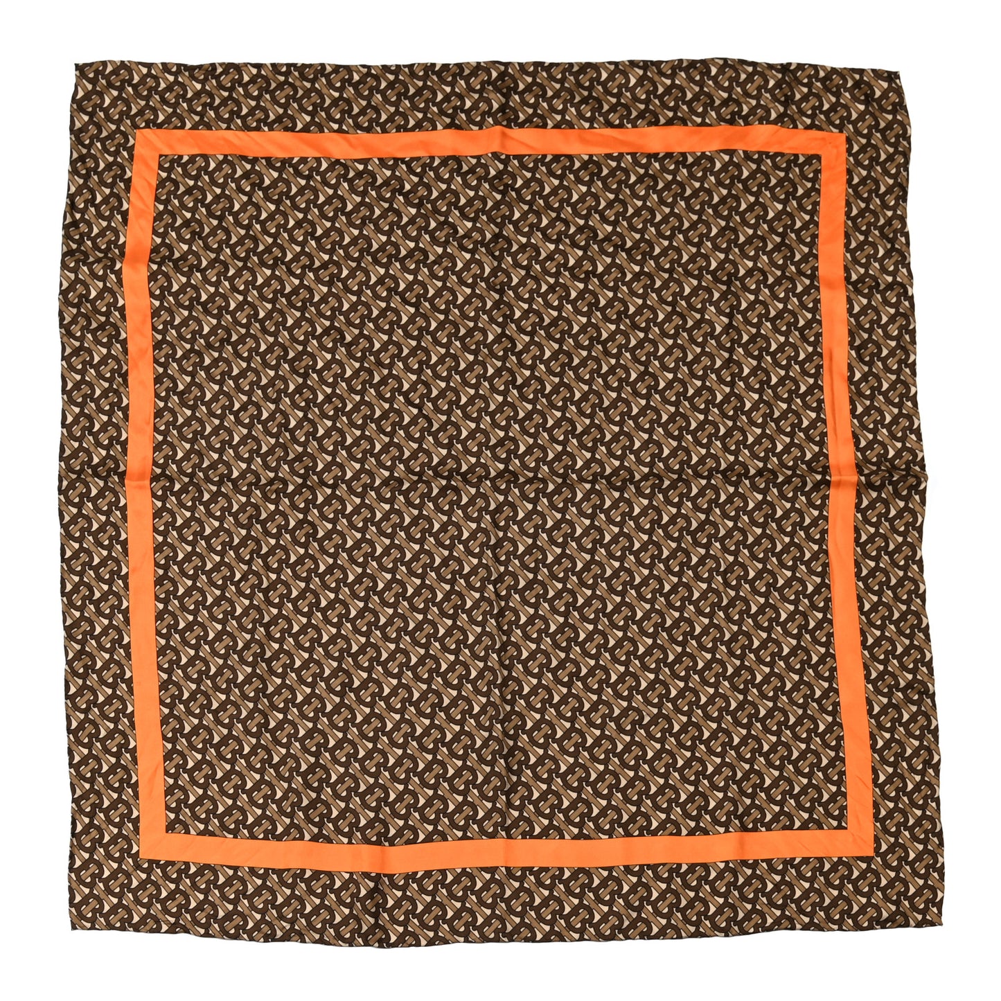 Silk Monogrammed TB Print Square Scarf Orange