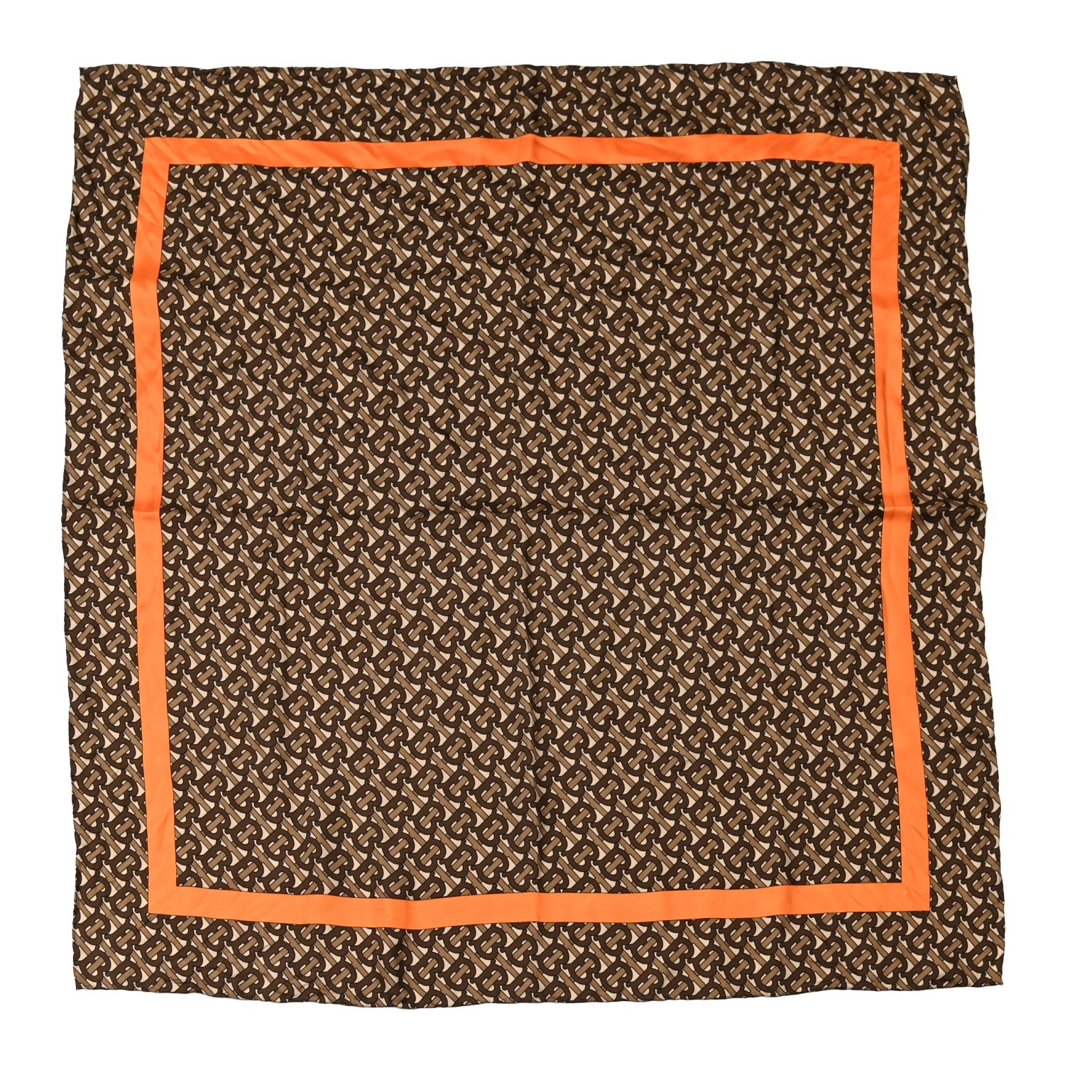 Burberry Silk Monogrammed TB Print Square Scarf Orange 1 of 3