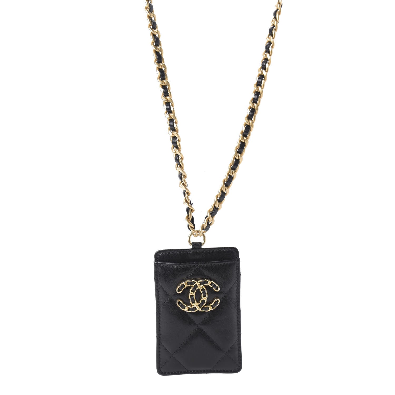 Chanel Goatskin Quilted 19 Card Holder On Chain Black 1 of 10