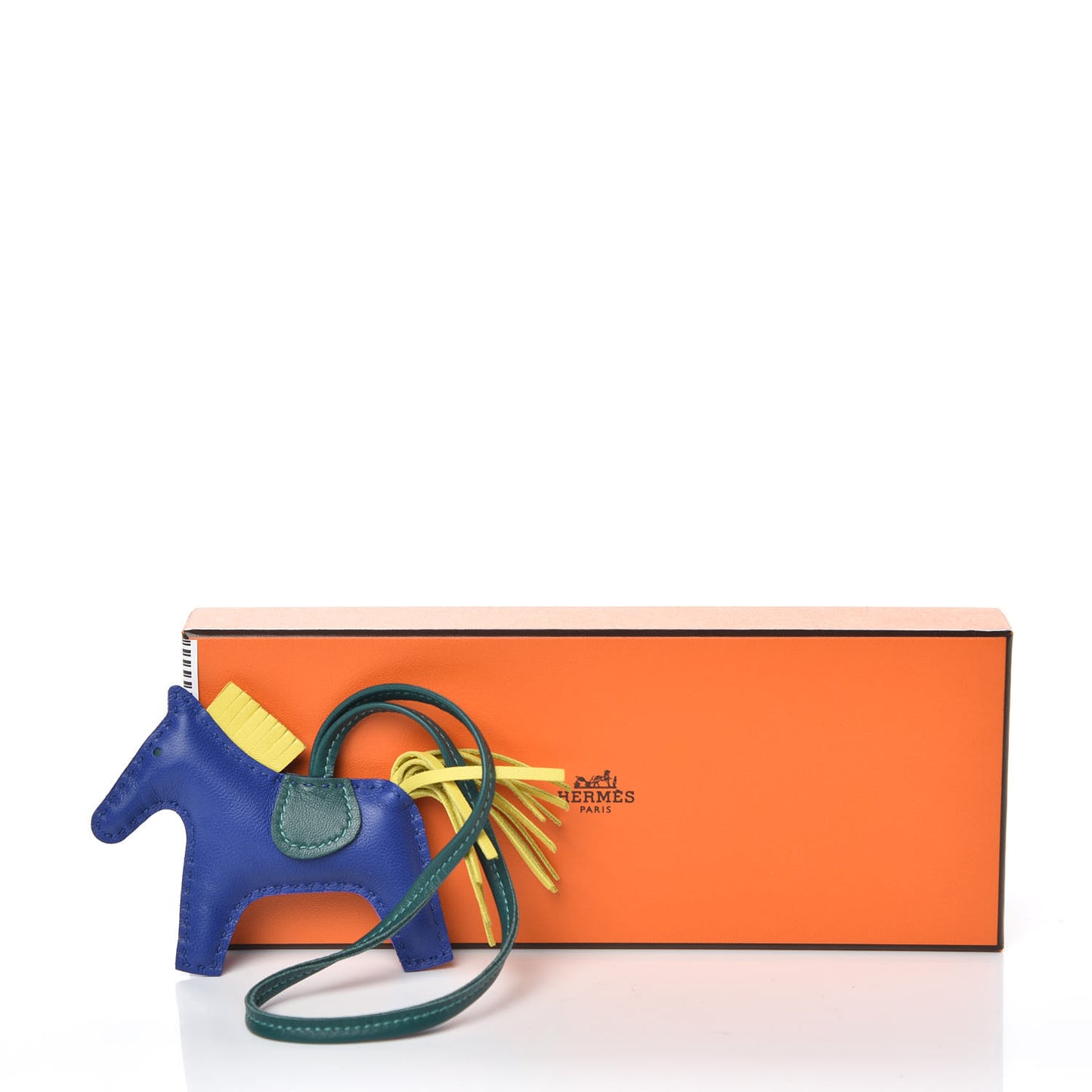 Milo Lambskin Grigri Rodeo Horse Bag Charm PM Bleu Electrique Lime Malachite