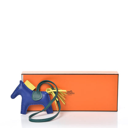 Hermes Milo Lambskin Grigri Rodeo Horse Bag Charm PM Bleu Electrique Lime Malachite 5 of 5
