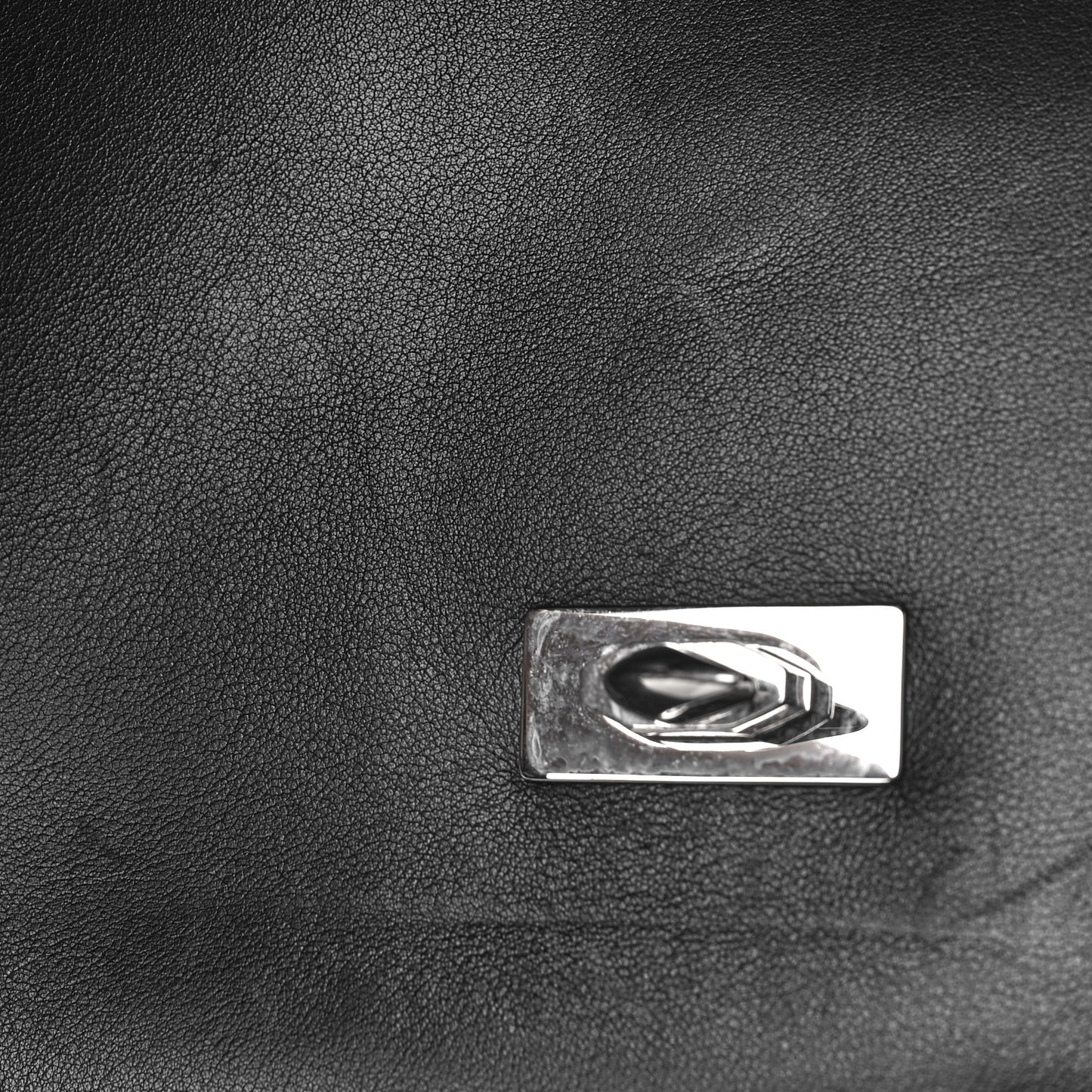 Grained Calfskin Chain Small Shark Lock Satchel Black