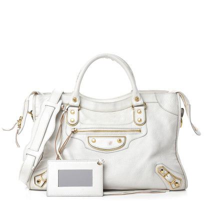 Balenciaga Chevre Gold Metallic Edge Hardware City White 1 of 15