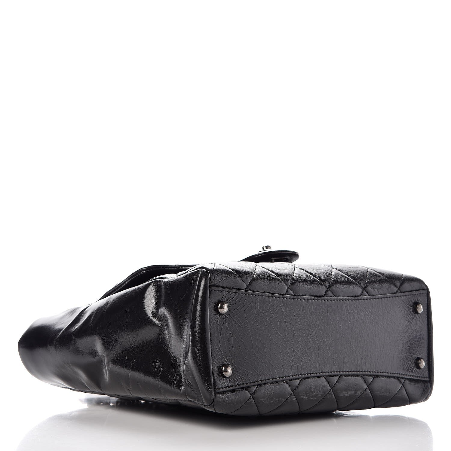 Chanel Glazed Calfskin Quilted Front Pocket Tote Black 4 of 7