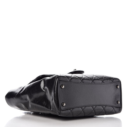 Chanel Glazed Calfskin Quilted Front Pocket Tote Black 4 of 7