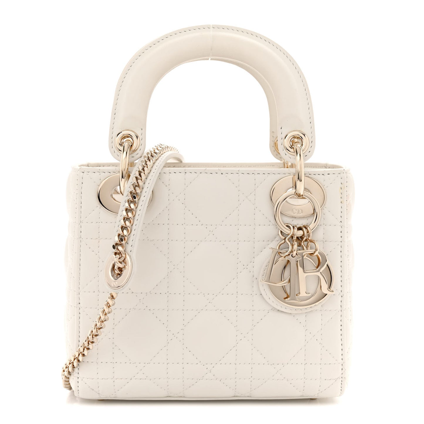 Lambskin Cannage Mini Lady Dior White