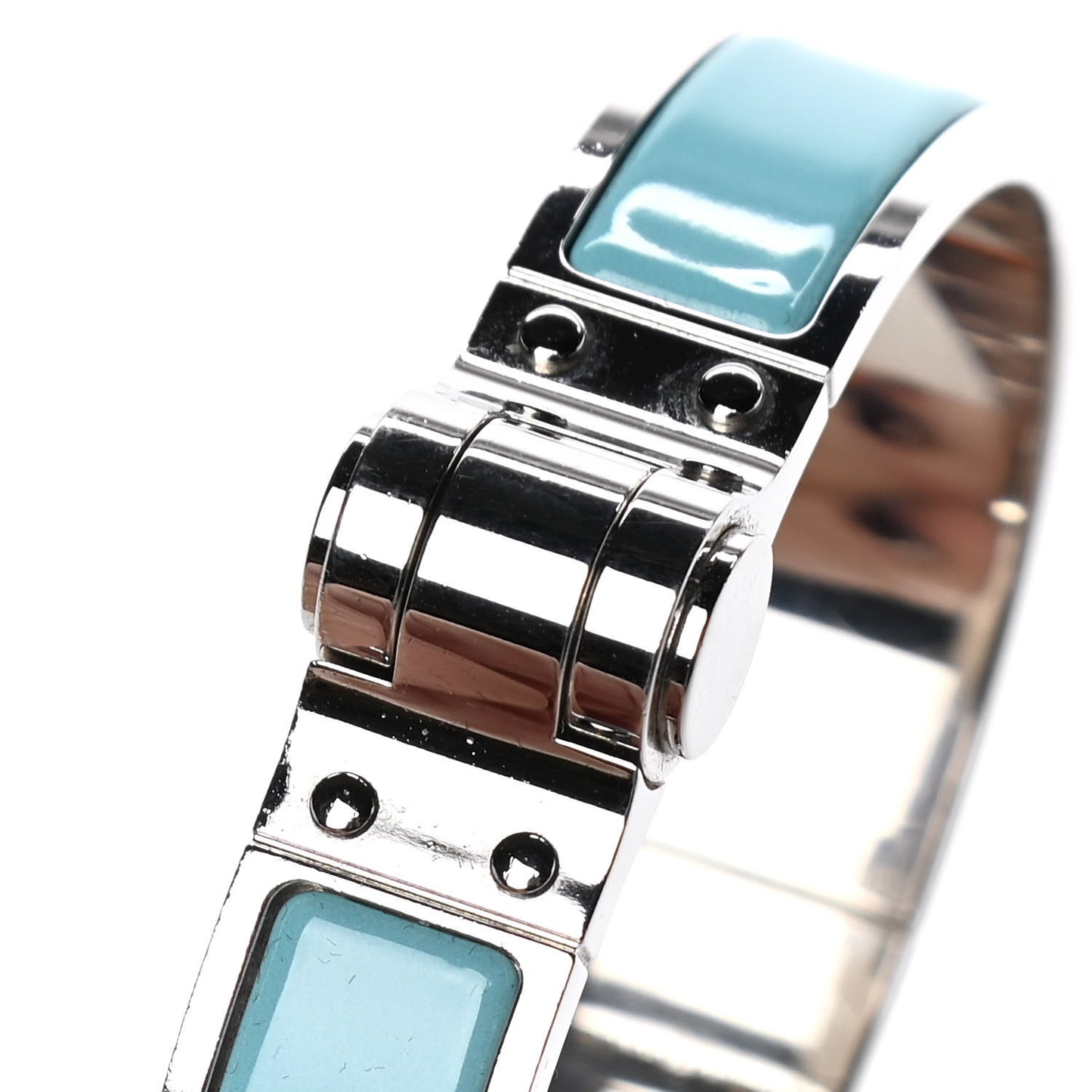 Enamel Charniere Uni Narrow Hinged Bracelet S Bleu Turquoise
