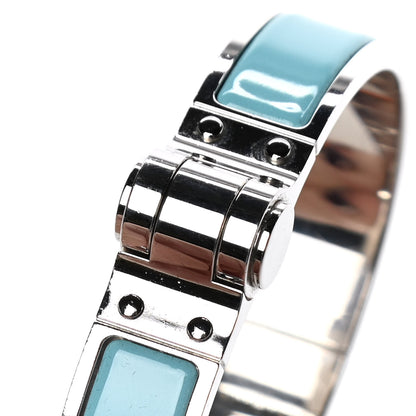 Hermes Enamel Charniere Uni Narrow Hinged Bracelet S Bleu Turquoise 8 of 15
