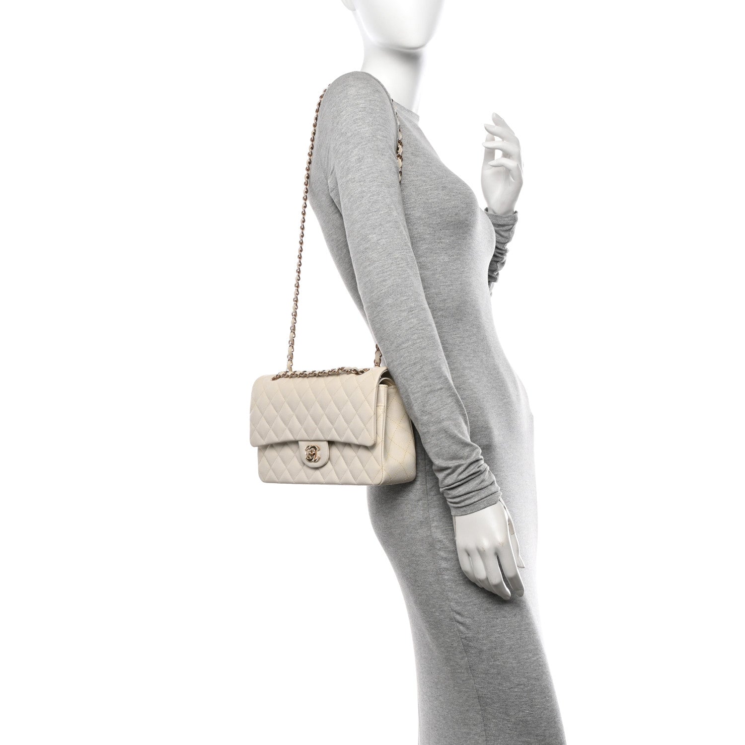 Chanel Caviar Quilted Medium Double Flap White 2 of 11