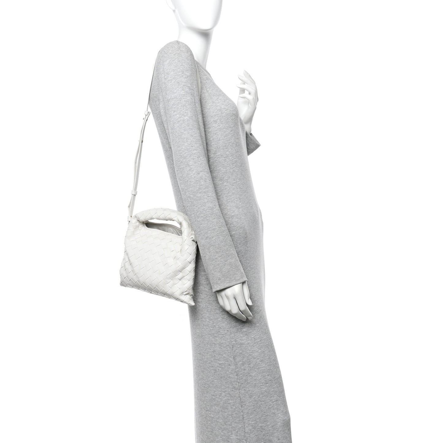 Calfskin Intrecciato Mini Hop White