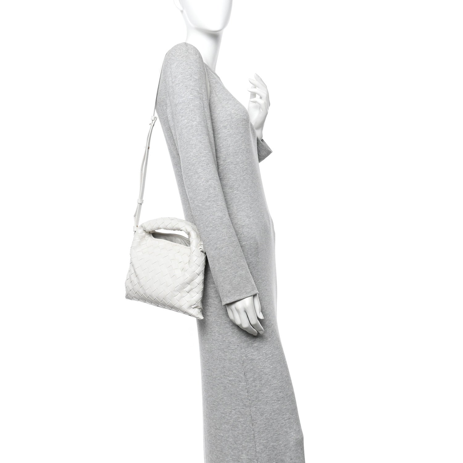 Bottega Veneta Calfskin Intrecciato Mini Hop White 2 of 11