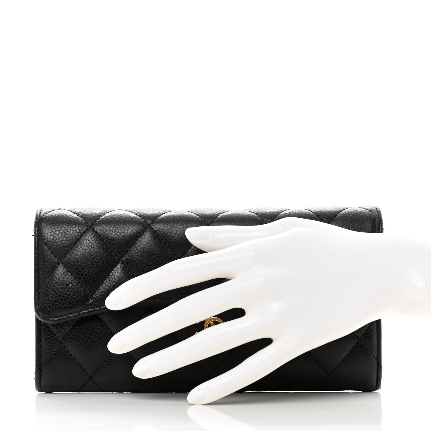 Caviar Quilted Large Flap Wallet Black