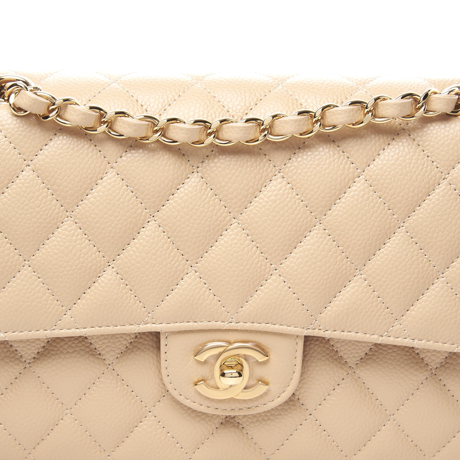 Chanel Caviar Quilted Medium Double Flap Beige Clair 9 of 10