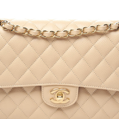 Chanel Caviar Quilted Medium Double Flap Beige Clair 9 of 10