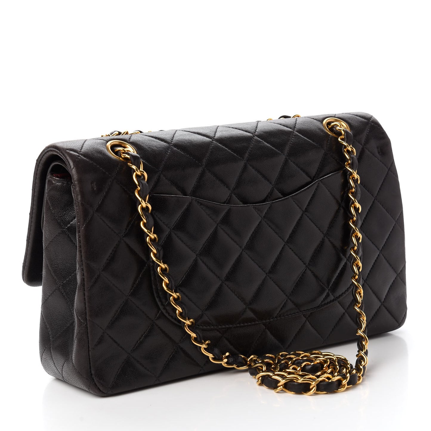 Lambskin Quilted Medium Double Flap Black