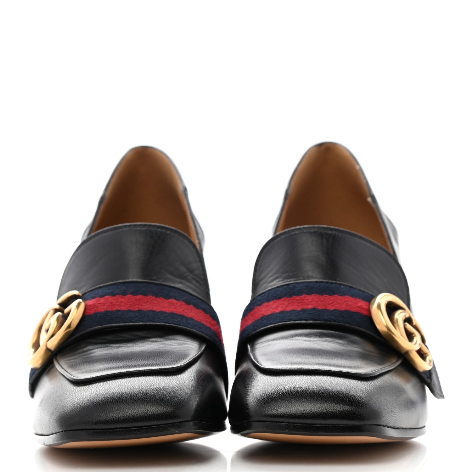 Gucci Malaga Kid Web Pearl Embellished Peyton 75mm Loafer Pumps 38.5 Black 2 of 13