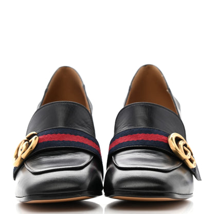 Gucci Malaga Kid Web Pearl Embellished Peyton 75mm Loafer Pumps 38.5 Black 2 of 13