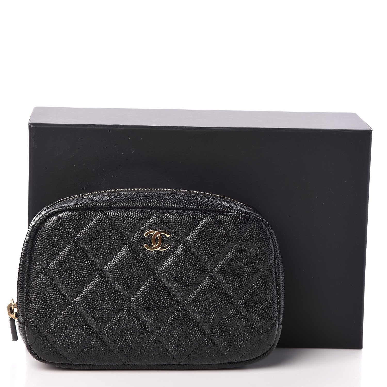 Chanel Caviar Quilted Small Curvy Pouch Cosmetic Case Black 10 of 10