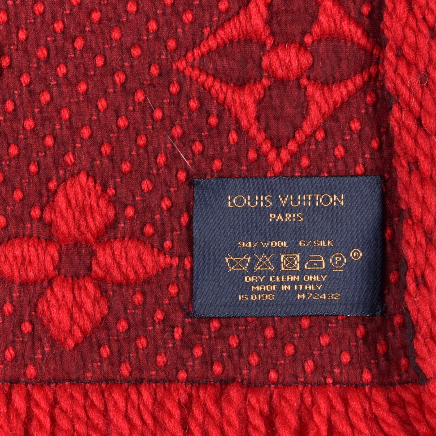 Louis Vuitton Wool Silk Logomania Scarf Rubis 4 of 4