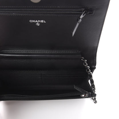 Chanel Canvas Studded CC Wallet On Chain WOC Black 4 of 10