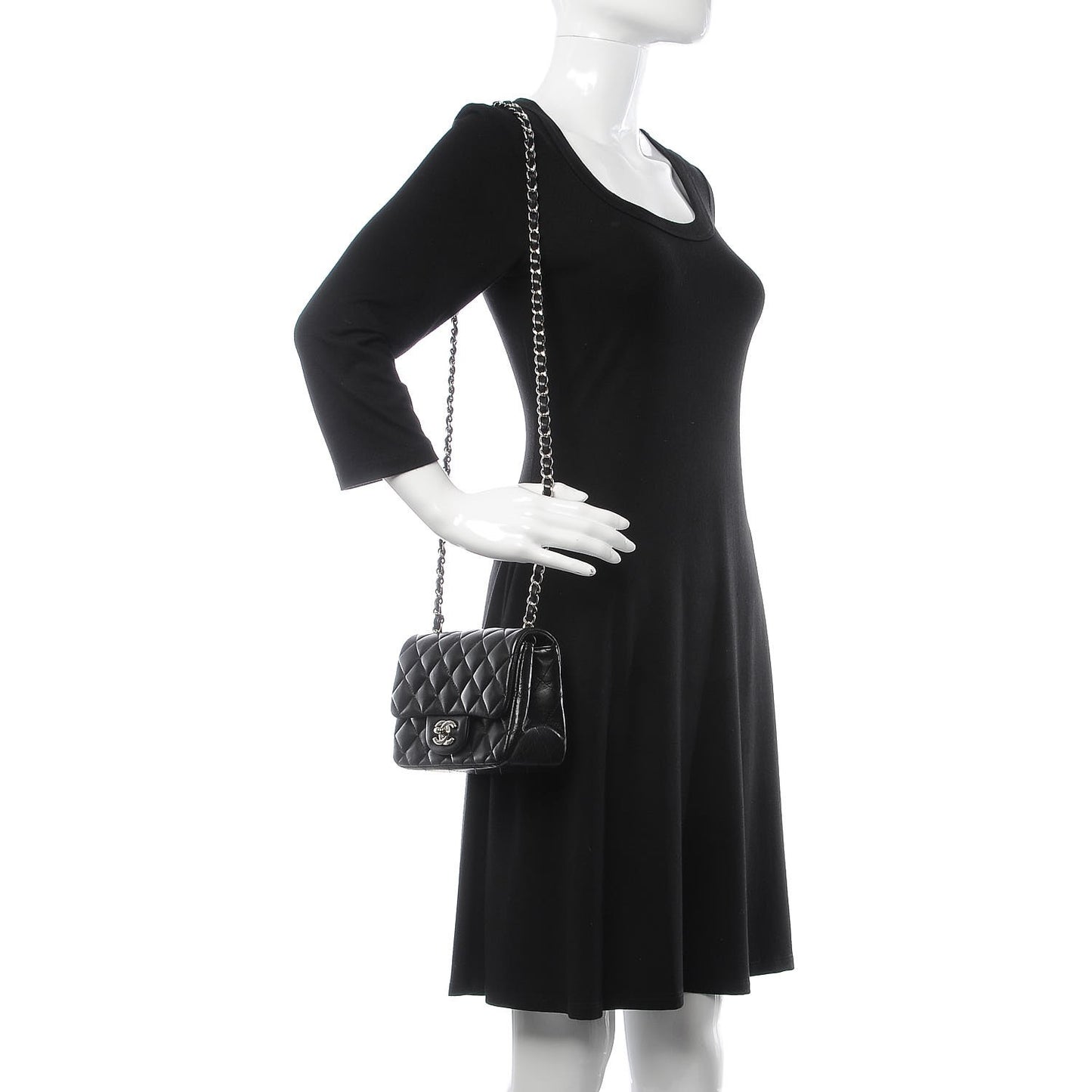 Lambskin Quilted Mini Square Flap Black