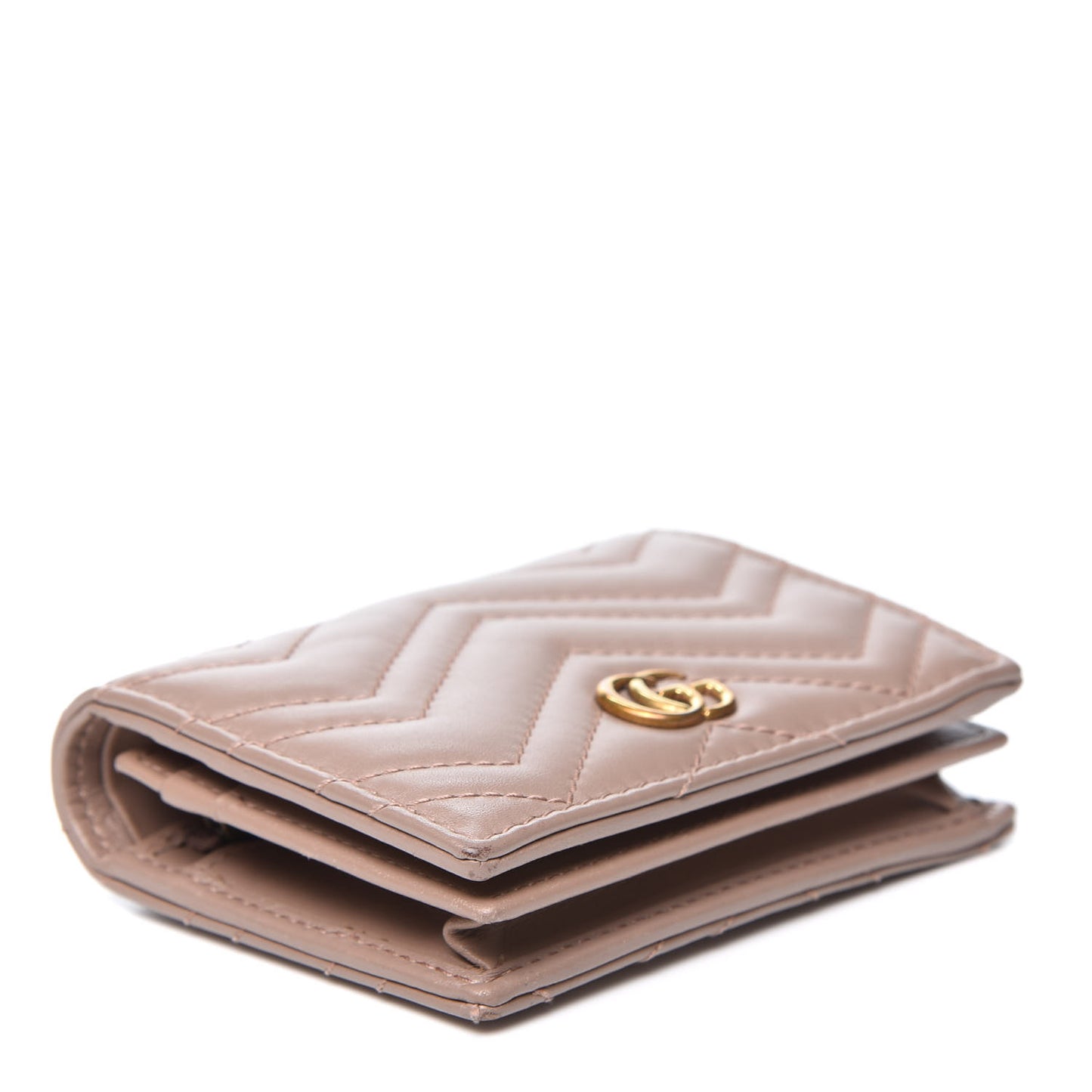 Calfskin Matelasse GG Marmont Card Case Wallet Porcelain Rose