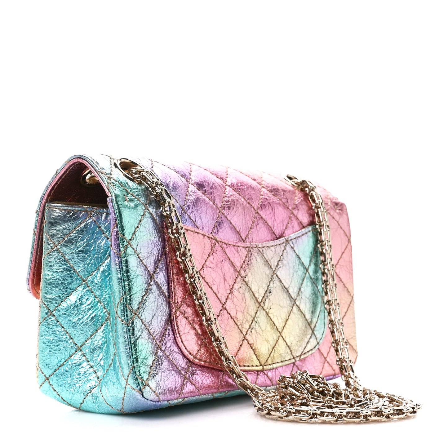 Metallic Goatskin Quilted Mini 2.55 Reissue Flap Multicolor