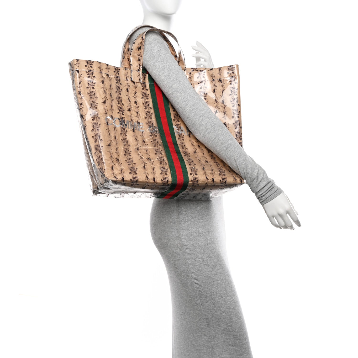 Gucci X COME DE GARCONS Plastic Web Floral Paper Shopper Tote 2 of 11