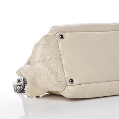 Chanel Lambskin Square Stitched Lax Accordion Hobo White 8 of 11