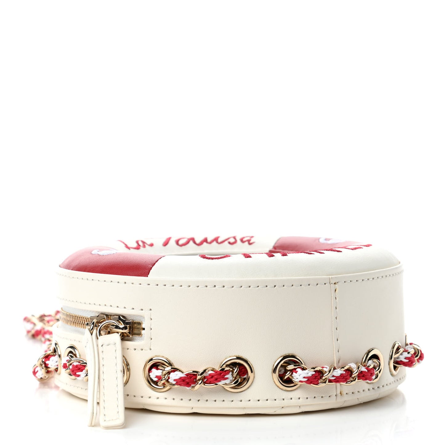 Lambskin Quilted La Pausa Float Bag White Red