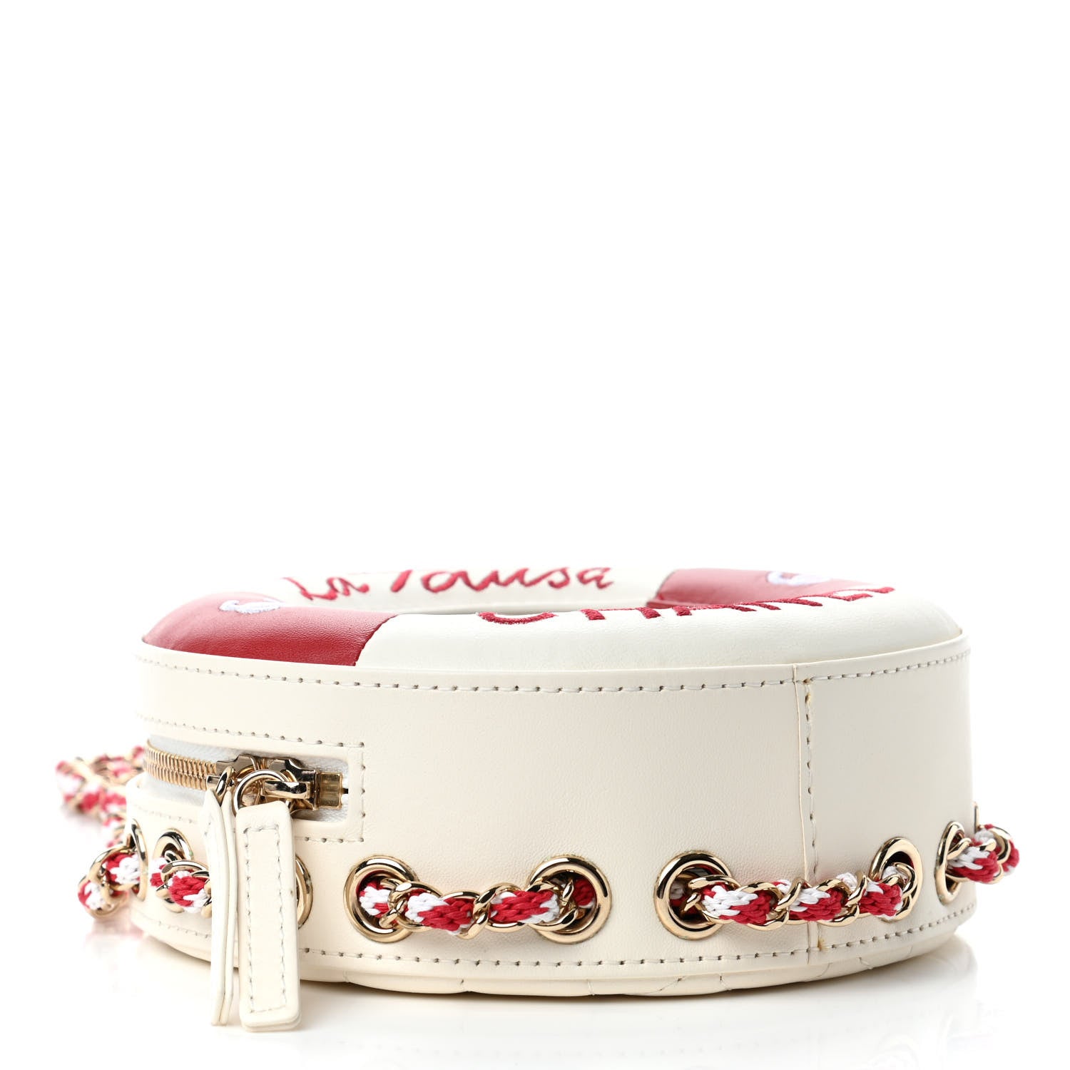 Chanel Lambskin Quilted La Pausa Float Bag White Red 3 of 4